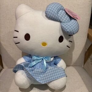 Hello Kitty Blue Angel Plush with Blue and White Plaid Dress with Matching Bow